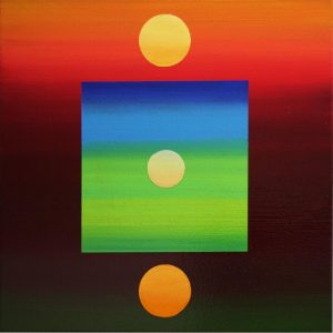 Painting, three circles in gradient lighting.